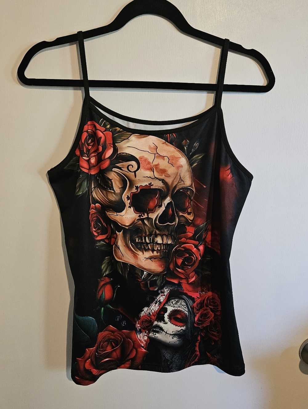 Gothic Rose Skull Camisole Top Size XL